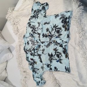 Topshop tropical short sleeve blouse